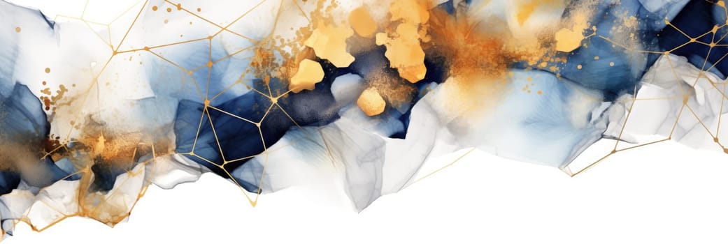 Abstract watercolor artwork mixed with buzzy geometric shapes for background of social media banner generative AI image