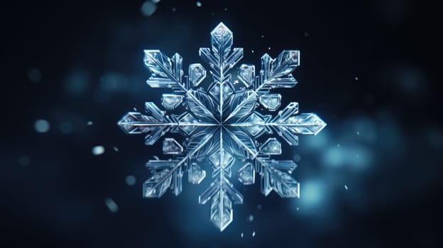 Extreme close up of snowflake, ai