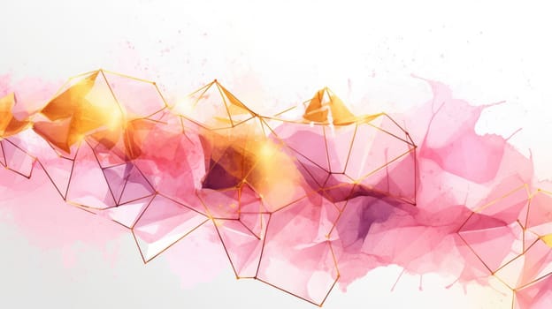 Abstract watercolor artwork mixed with buzzy geometric shapes for background of social media banner generative AI image