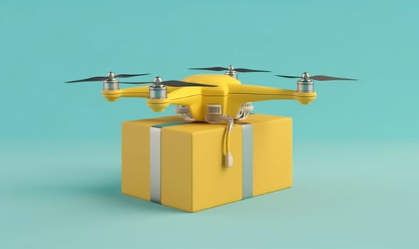 drone delivery helicopter blue air sky industry post technology express city mail business transport fly aircraft cargo fast vehicle innovation. Generative AI.