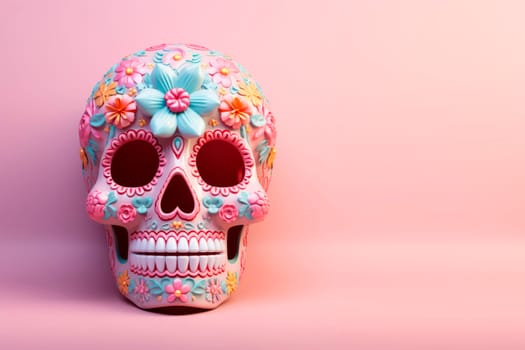 Bright creative skull sugar loaf is made in Mexican traditions. High quality photo