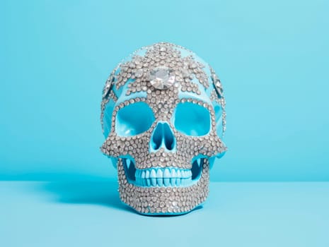 The sugar loaf skull is made of shining rhinestones. Creative. Minimalism.