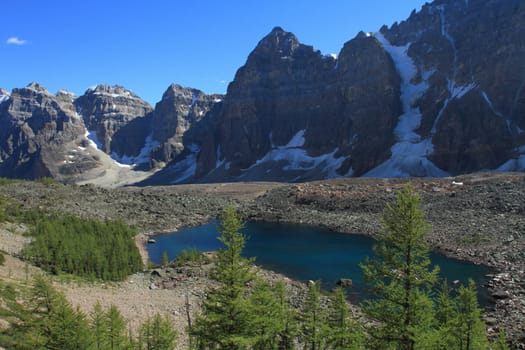 Eiffel Lake in the Valley of the Ten Peaks near Moraine Lake in the Rocky Mountains of Canada