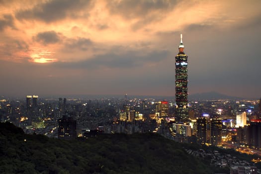 Taipei night scene with Taipei101