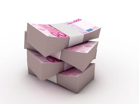 packet of 500 Euro notes with bank wrapper