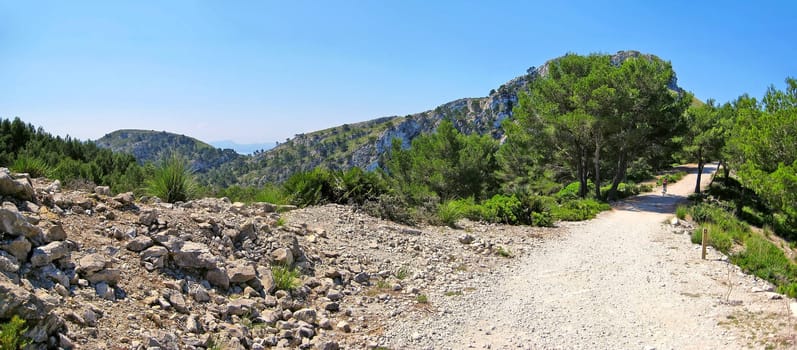 gravel path to the peak of the mountain