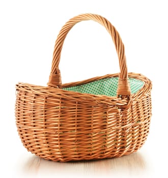 Empty wicker basket isolated on white