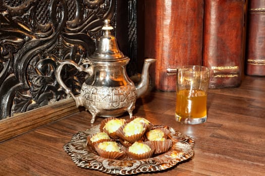 Moroccan tea with pastries.