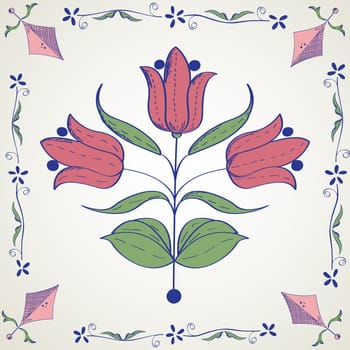 Hand drawn illustration with floral motif