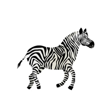 Illustration of a running zebra over white background