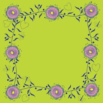 Decorative illustration with floral border design