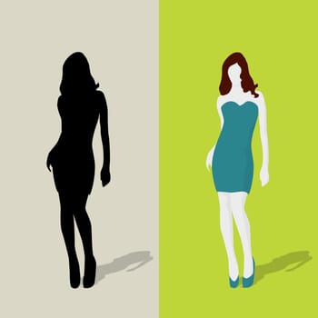Woman in a short dress and silhouette