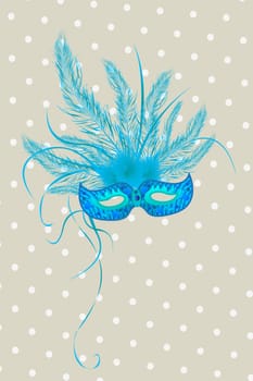 Blue mardigras mask deorated with feathers