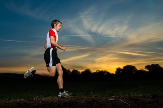 Joggers before sunset