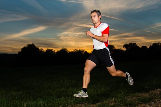 Joggers before sunset