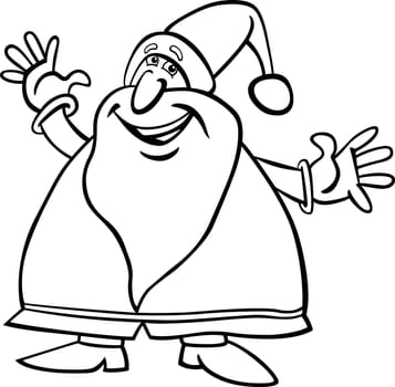 Cartoon Illustration of Cheerful Christmas Santa Claus or Papa Noel for Coloring Book