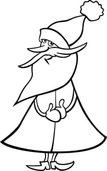 Cartoon Illustration of Christmas Santa Claus or Papa Noel for Coloring Book