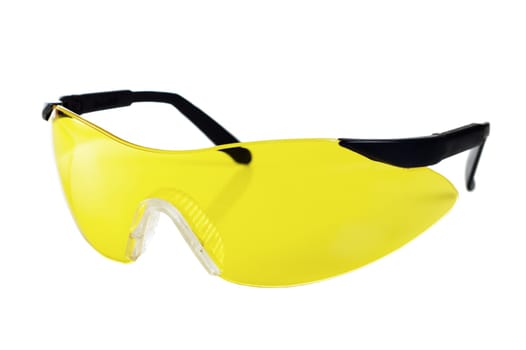 Yellow working goggles, it is isolated on white
