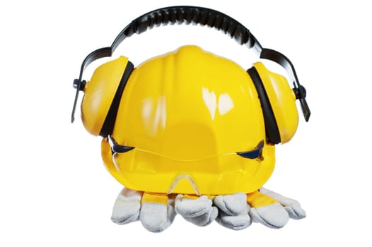 Standard construction safety equipment, it is isolated on white