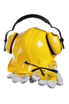 Standard construction safety equipment, it is isolated on white