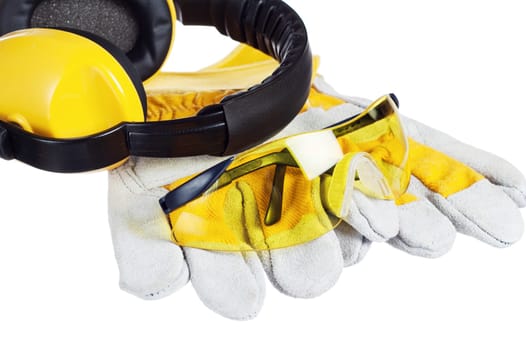 Standard construction safety equipment, it is isolated on white