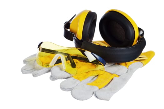 Standard construction safety equipment, it is isolated on white