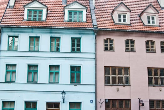 facade of the old building in Riga