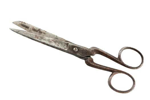 Old fashioned scissors  it is isolated on white