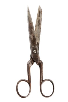 Old fashioned scissors  it is isolated on white
