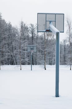 Basketball ground fallen asleep by a snow