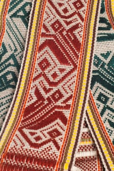 Linen tape with a national pattern, a close up