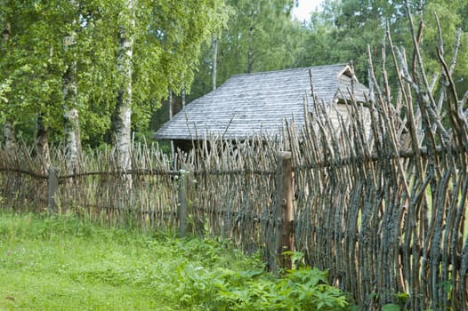 old wooden fence in the countryside