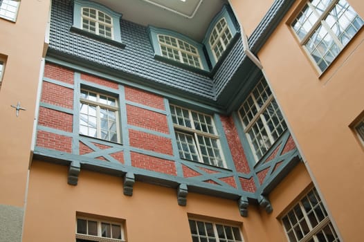 facade of the old building in Riga