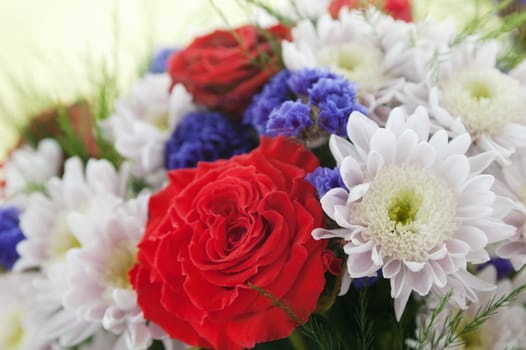 Bouquet of multi-coloured summer flowers
