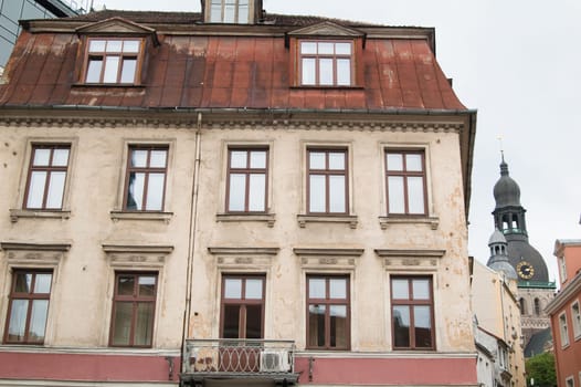facade of the old building in Riga