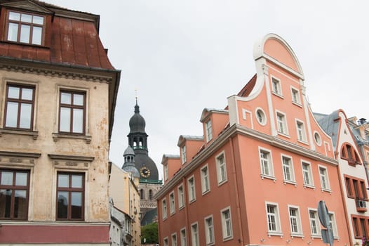 facade of the old building in Riga