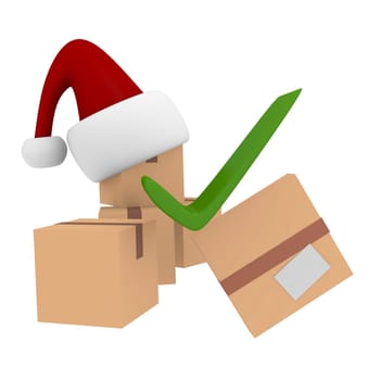 Cardboard boxes with a green check mark