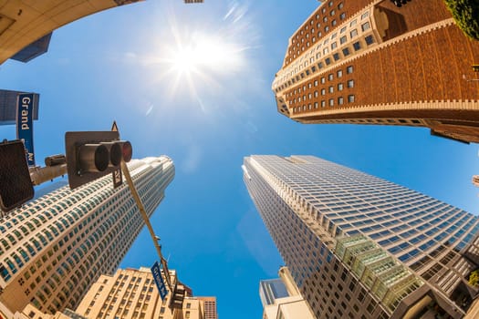 perspective of skyscraper downtown los Angeles