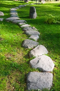 A track from the rubble in the garden in Japanese style