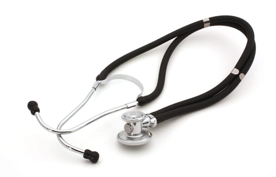 Stethoscope over white, the essential medical tool