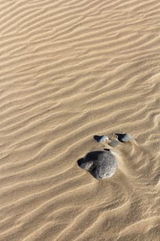 Stones in the undulating sand - portrait format