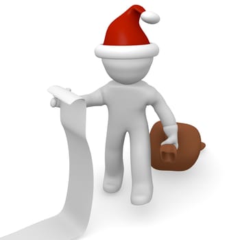 Santa Claus with a long wish list