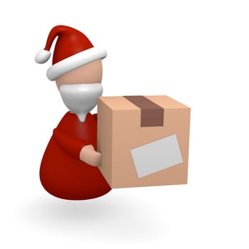 Santa Claus with a cardboard box