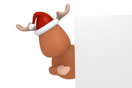 Reindeer holding a blank sign with space for text