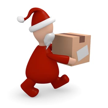 Santa Claus with a cardboard box