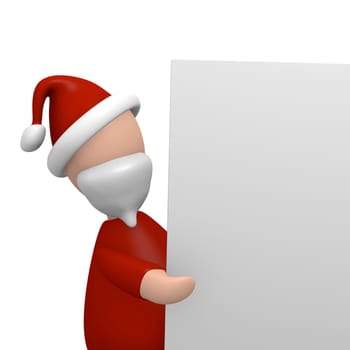 Santa Claus holding a blank board with space for text