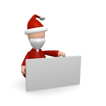 Santa Claus holding a blank board with space for text