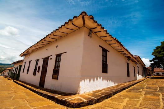 A street corner in the colonial town of Barichara, Colombia.
