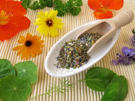 Herb salt with edible flowers