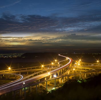 Architecture of highway construction with beautiful curves in daytime in Taiwan, Asia.